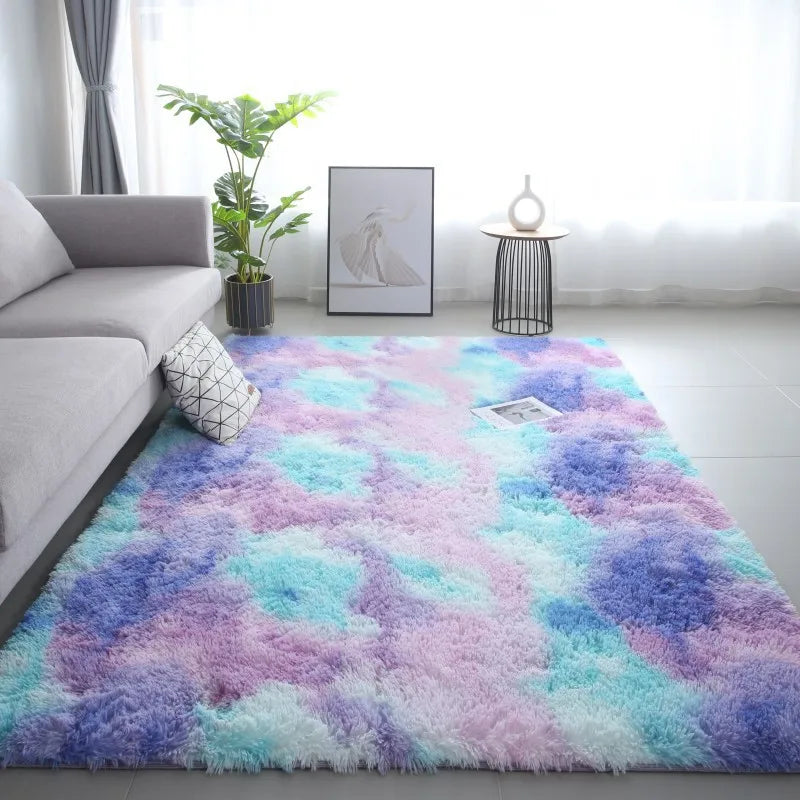 Modern Tie-Dye Silk Wool Floor Mat